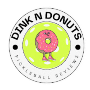 Dink N Donuts pickleball reviews logo with cartoon donut character and circular design