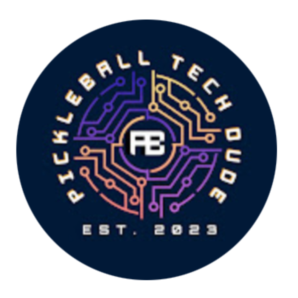 Pickleball Tech Dude logo featuring circuit board design and text established 2023