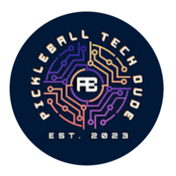 Pickleball Tech Dude logo featuring circuit board design and text established 2023